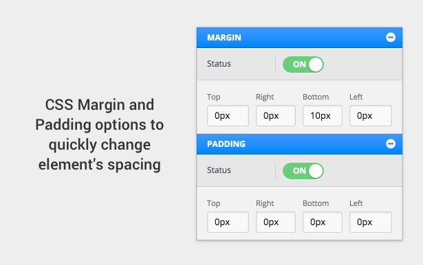 CSS margin and padding options