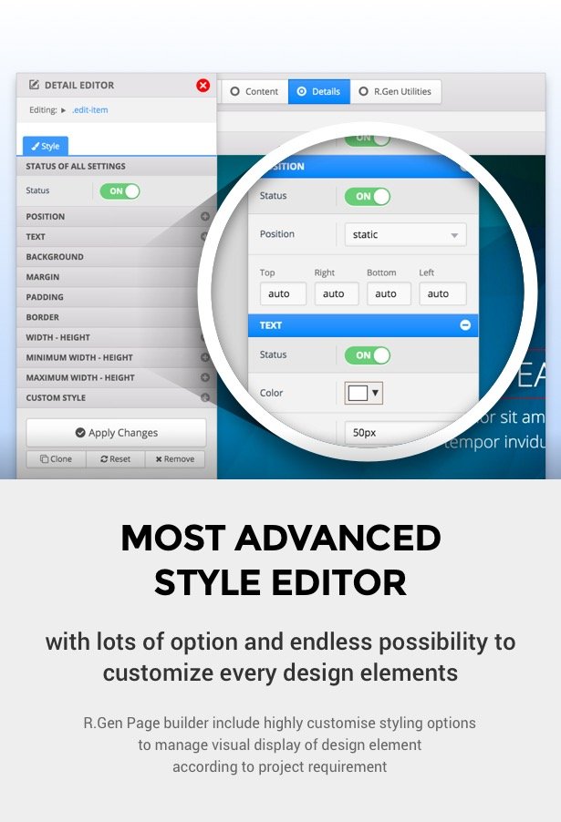 rgen-landing-page most advance builder style editor