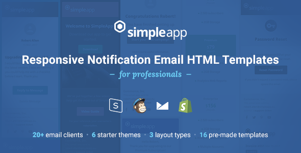 SimpleApp – Responsive Notification Email HTML Templates
