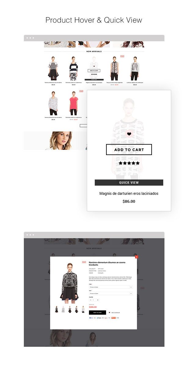 product hover and quick view