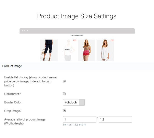 product image size setting