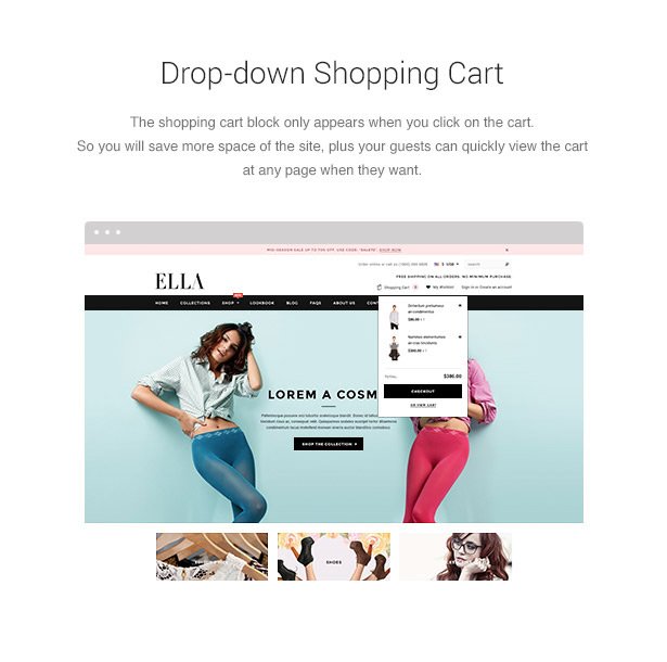 drop down shopping cart