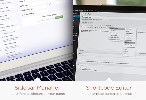 sidebar manager and shortcode editor