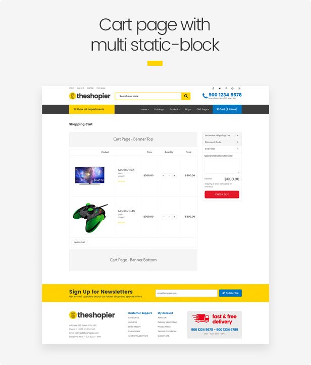cart page with multi static block