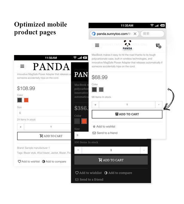 optimized mobile product page