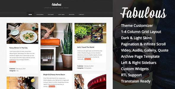 Fabulous – Responsive Masonry Blog WordPress Theme