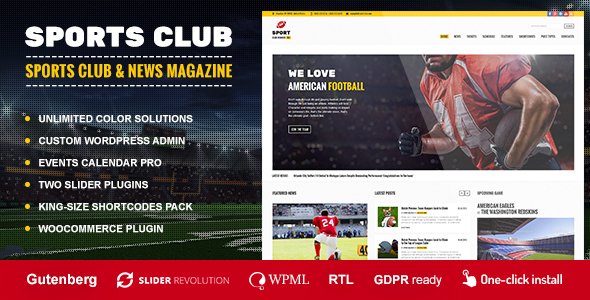 Sports Club – Football, Soccer, Sport News Theme