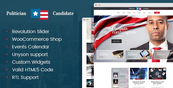 Politician – political party candidate modern WordPress theme