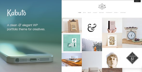 Kabuto: a clean, minimal & responsive WordPress creative theme with a fullscreen portfolio grid