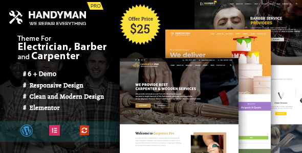 Handyman –  WordPress Theme for Electrician, Barber, Carpenter Services