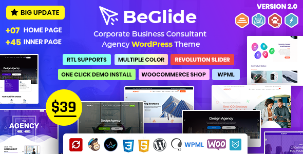 BeGlide: Corporate Business Consultant Agency WordPress Theme