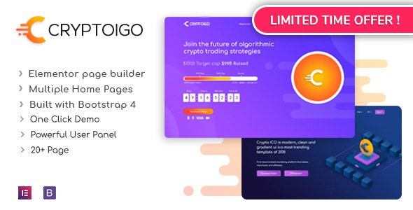 Cryptoigo – Cryptocurrency WordPress Theme With Elementor Page Builder