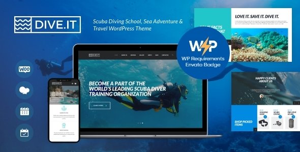 DiveIt –  Scuba Diving School, Sea Adventure & Travel WordPress Theme