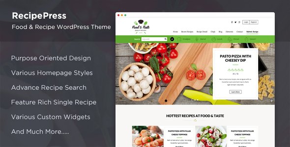 RecipePress – Food & Cooking WordPress Theme