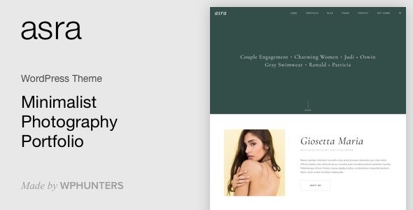 Asra – Minimalist Photography Portfolio WordPress Theme