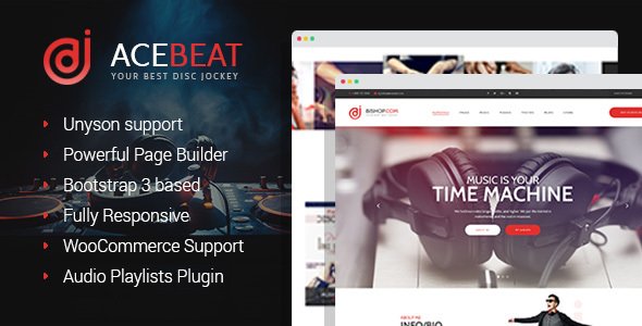 AceBeat – DJ Personal Page WordPress Theme