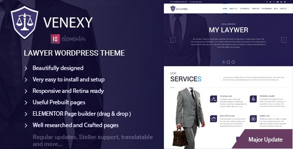 Lawyer Elementor WordPress Theme – Venexy