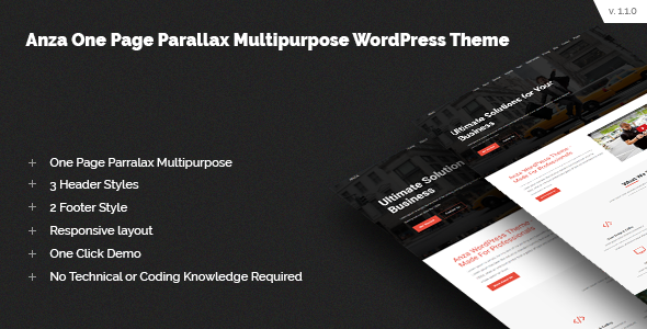 Anza One Page Parallax Multipurpose WordPress Theme