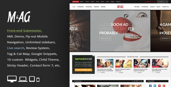 MAG = Grid Magazine / News WordPress Theme / Front-end Submission