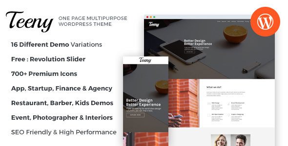 Teeny – One Page Multipurpose WordPress Theme