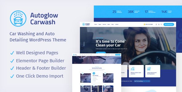 Autoglow –  Car Wash WordPress Theme