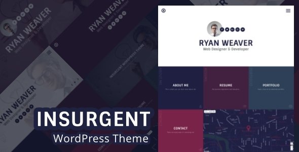 Insurgent – Personal Vcard Resume Portfolio WordPress Theme