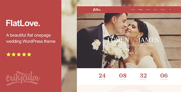 FlatLove – Flat Onepage Wedding WordPress Theme
