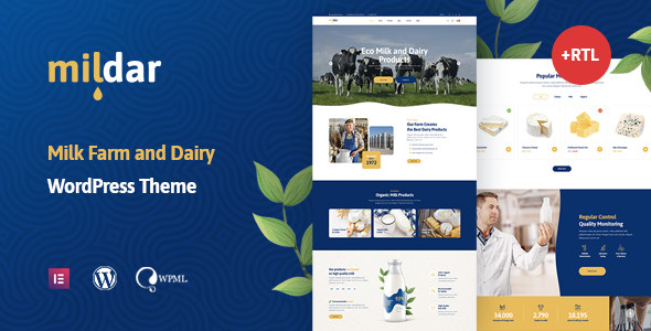 Mildar – Dairy Farm & Milk WordPress Theme + RTL