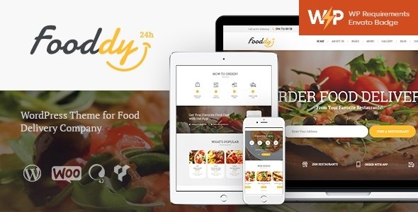 Fooddy 24/7 – Food Ordering & Delivery WordPress Theme + Elementor + RTL