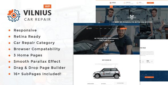 Vilnius – Auto Mechanic Repair  WordPress Theme