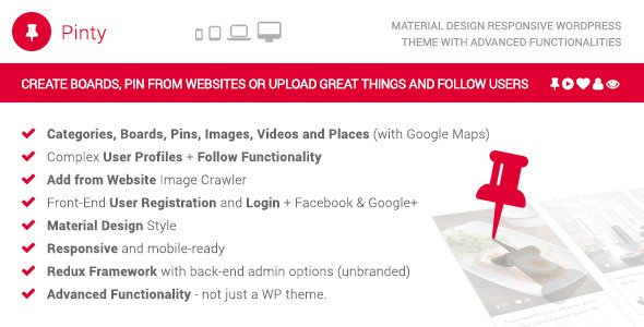 Pinty – Pins Responsive Material Design WP Theme