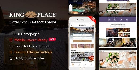 KingPlace – Hotel Booking, Spa & Resort WordPress Theme (Mobile Layout Ready)