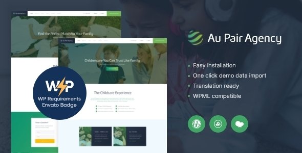 Au-Pair – Babysitting & Nanny Agency WordPress Theme