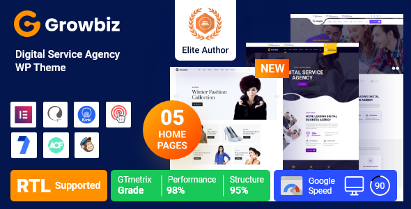 Growbiz – Digital Services Agency WordPress Theme + RTL