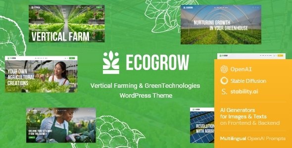 EcoGrow – Vertical Farming & Green Technologies WordPress Theme + AI