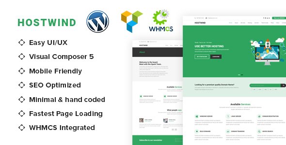 HostWind – Hosting WordPress theme with WHMCS