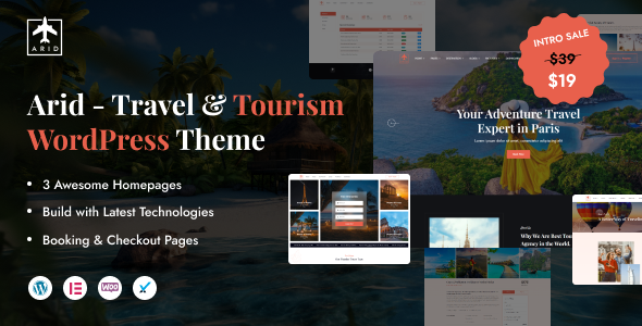 Arid – Travel & Tourism Booking Elementor WordPress Theme